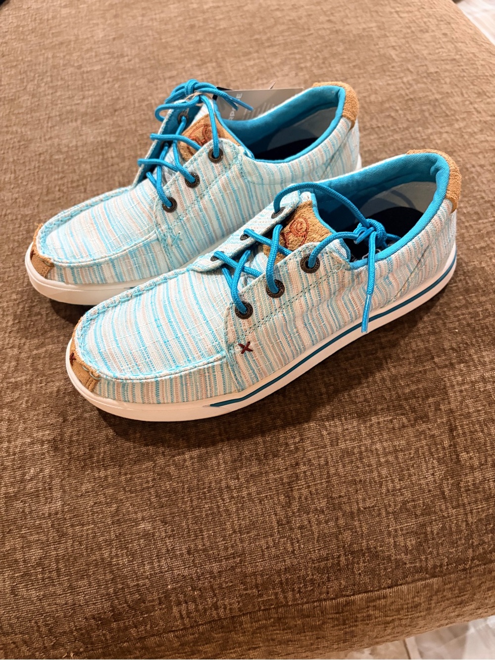 Twisted X Women's Light Blue Striped Boat Shoes